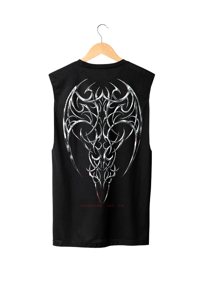 POLERA NEGRA DEATH WING SIN MANGAS