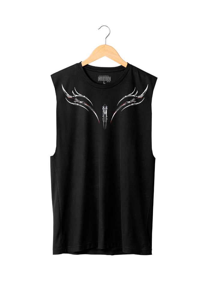 POLERA NEGRA DEATH WING SIN MANGAS